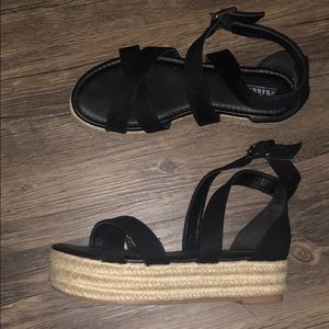 Black Espadrille Platform Sandals
